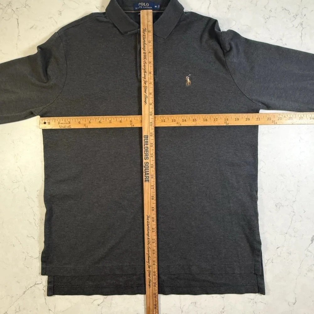 Polo Ralph Lauren Pima Soft Touch Mens Shirt M Gray Long Sleeve Cotton Preppy